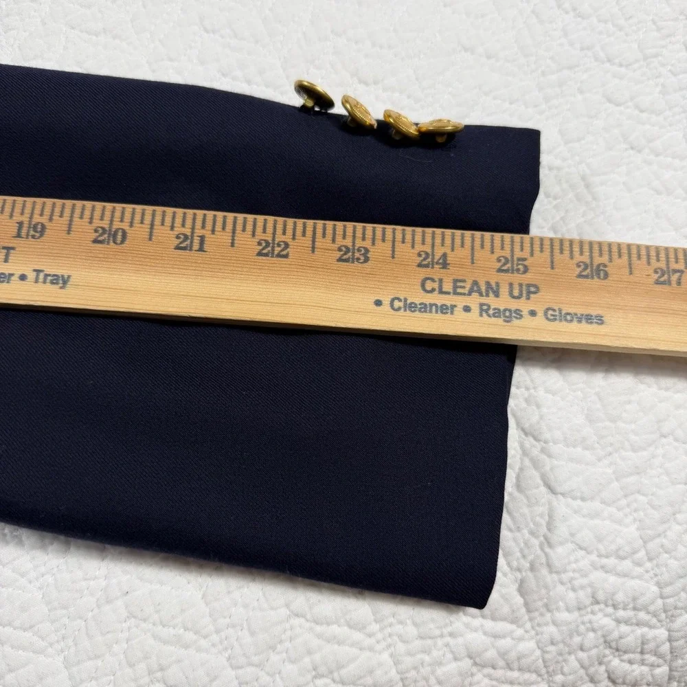 Lauren Ralph Lauren Mens Blazer 46R Wool Gold‎ Crest Button Navy Blue *READ*